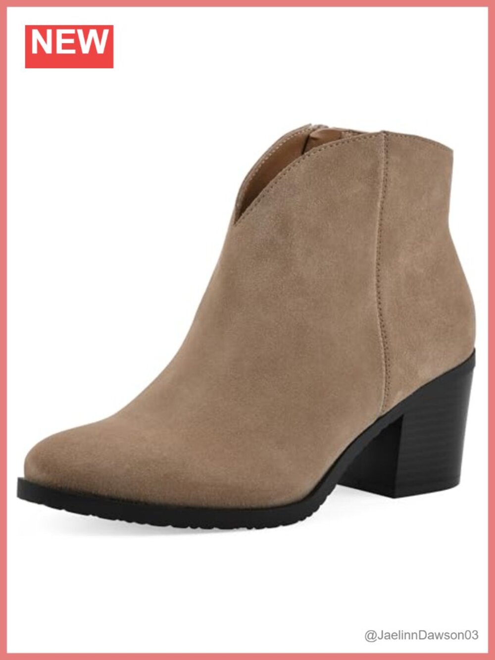 Western Ankle Bootie Low Block Heel Almond Toe Suede Leather